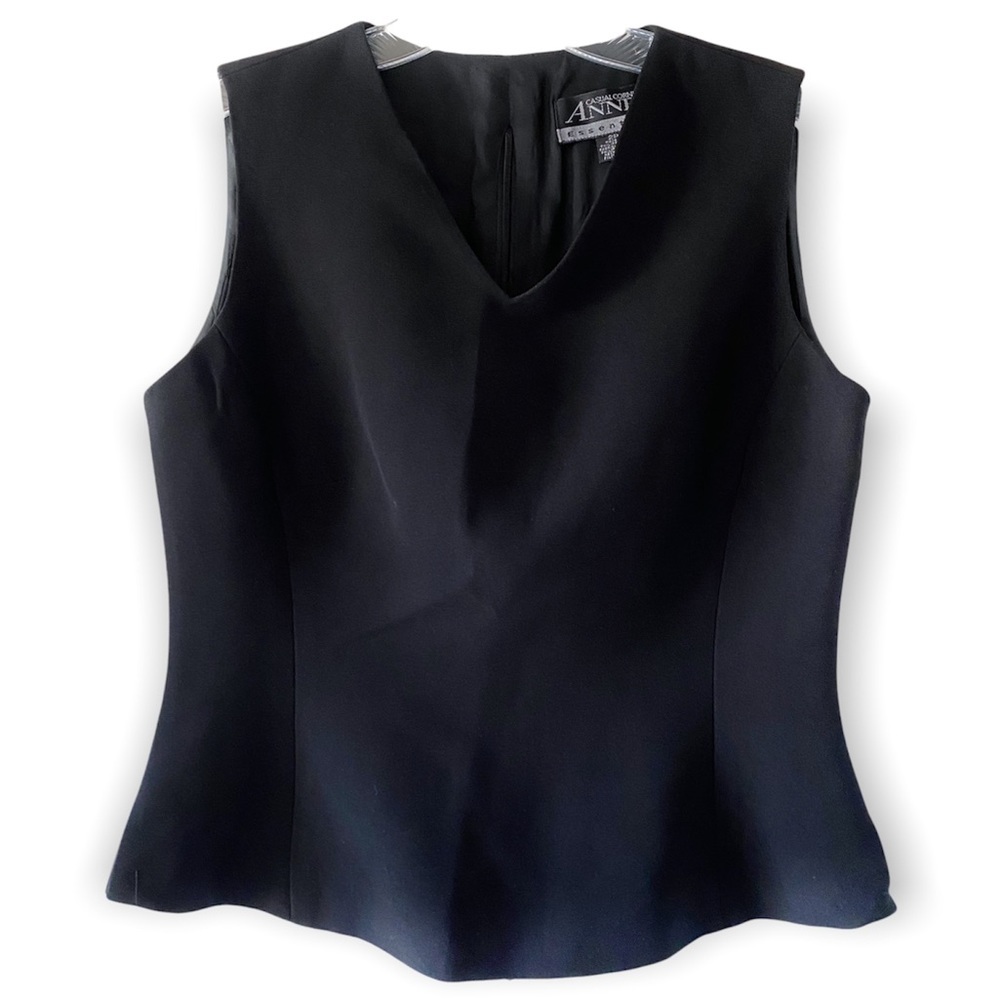 NWT Casual Corner Petite Annex Essentials Womens Vest Black Back Zip Lined 2P